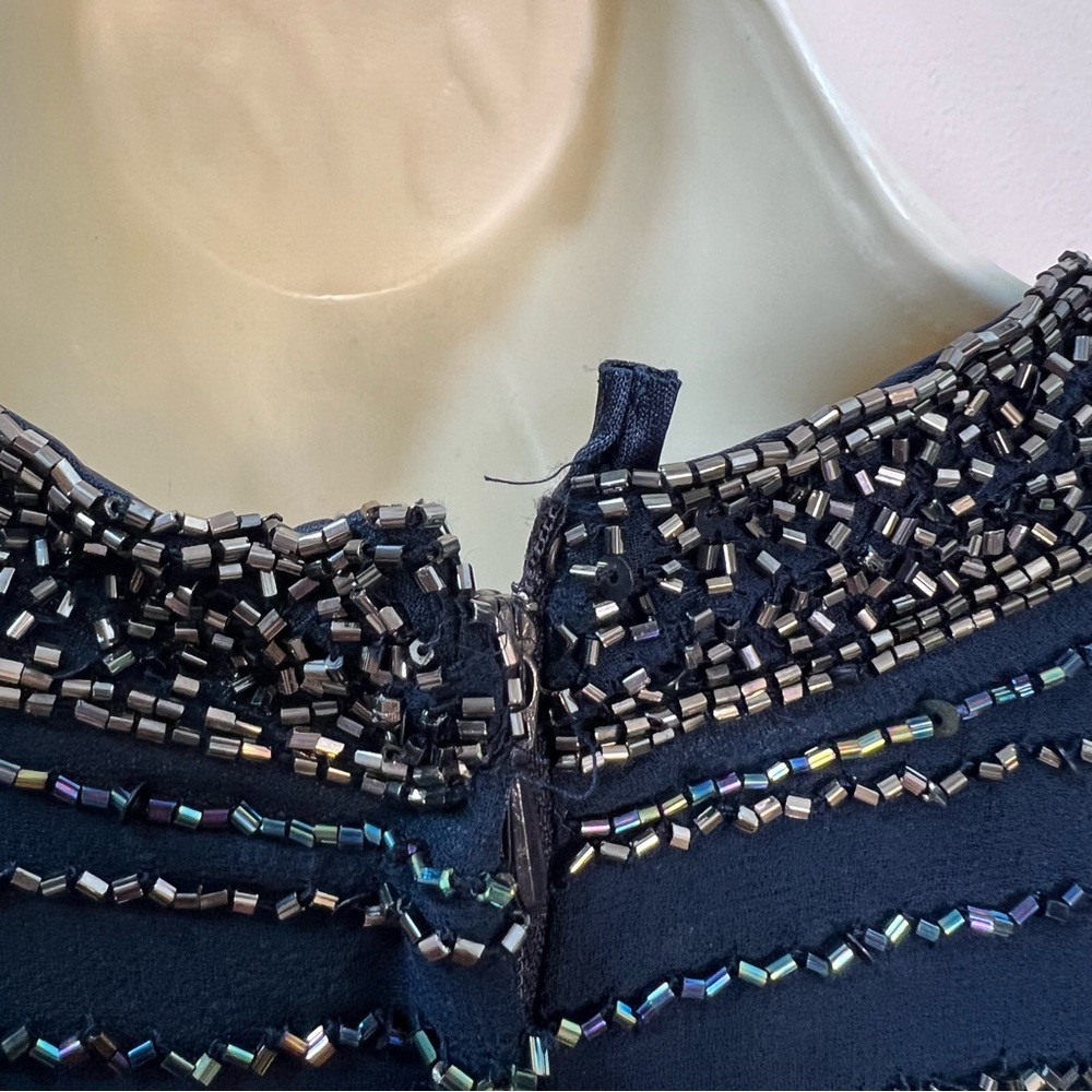 JKARA Elegant Navy Blue Beaded Formal Gown Mother of Bride Wedding Guest VTG - Picture 11 of 11
